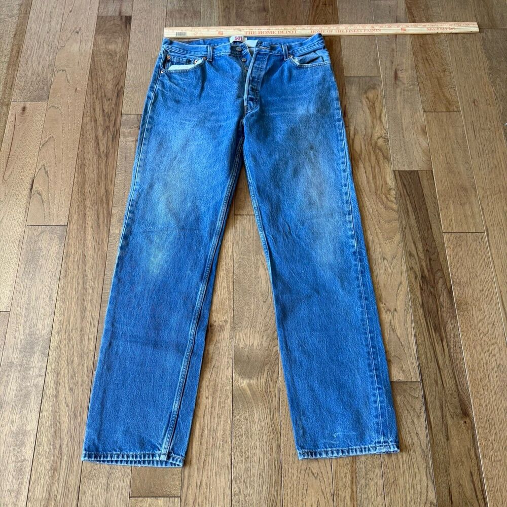 Levis 501 Jeans Men Size 38X34 Blue Denim Button Fly Classic Red Tab Vintage Y2K